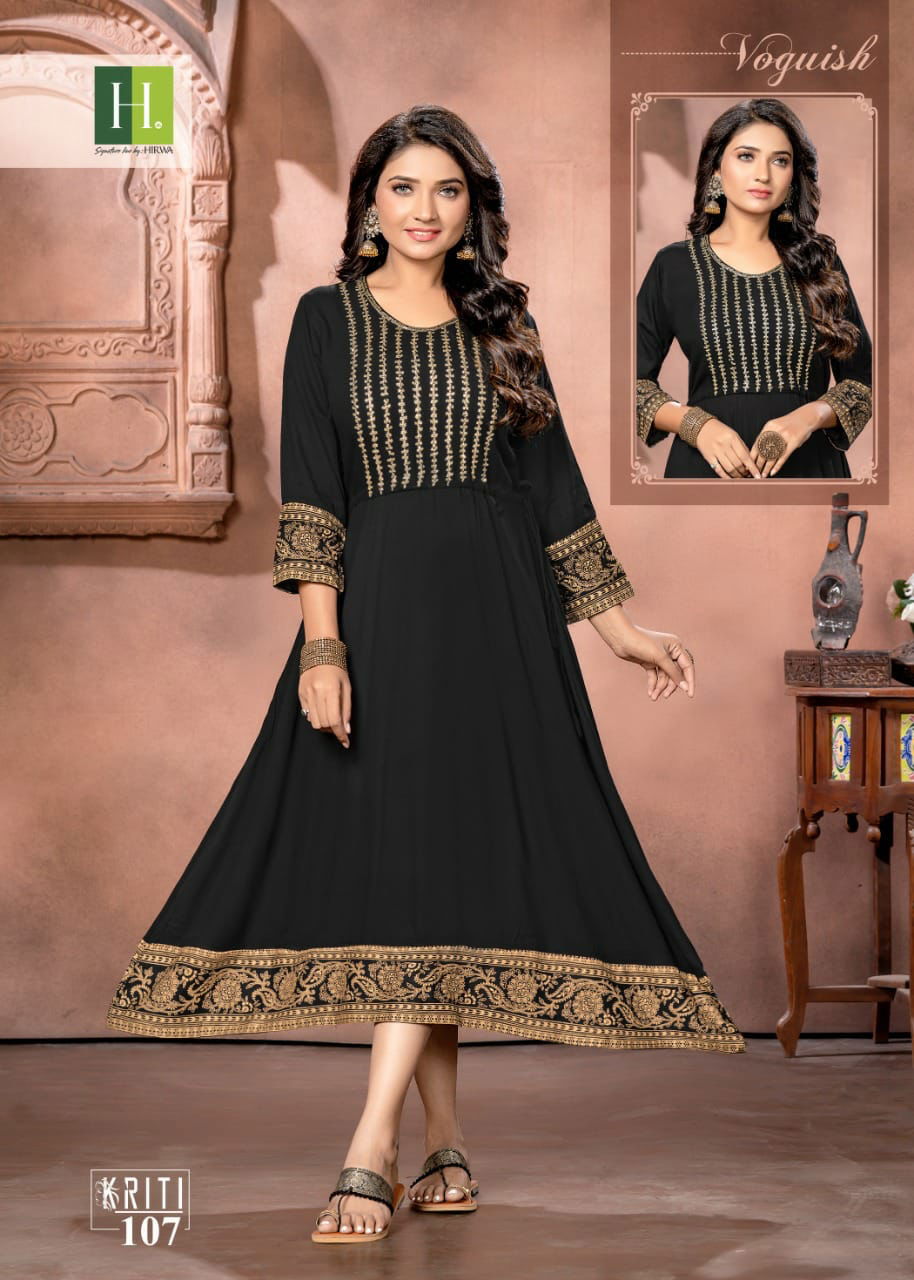 Hirwa Kriti Fancy Ethnic Wear Wholesale Anarkali Kurtis
